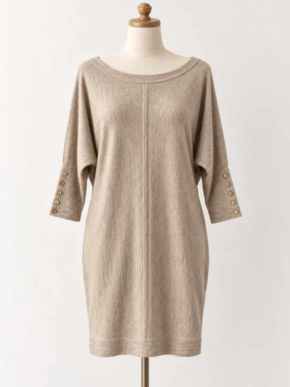 Juicy Couture Vintage 2011 Merino Wool Dolman Sweater Dress - Size L Beige